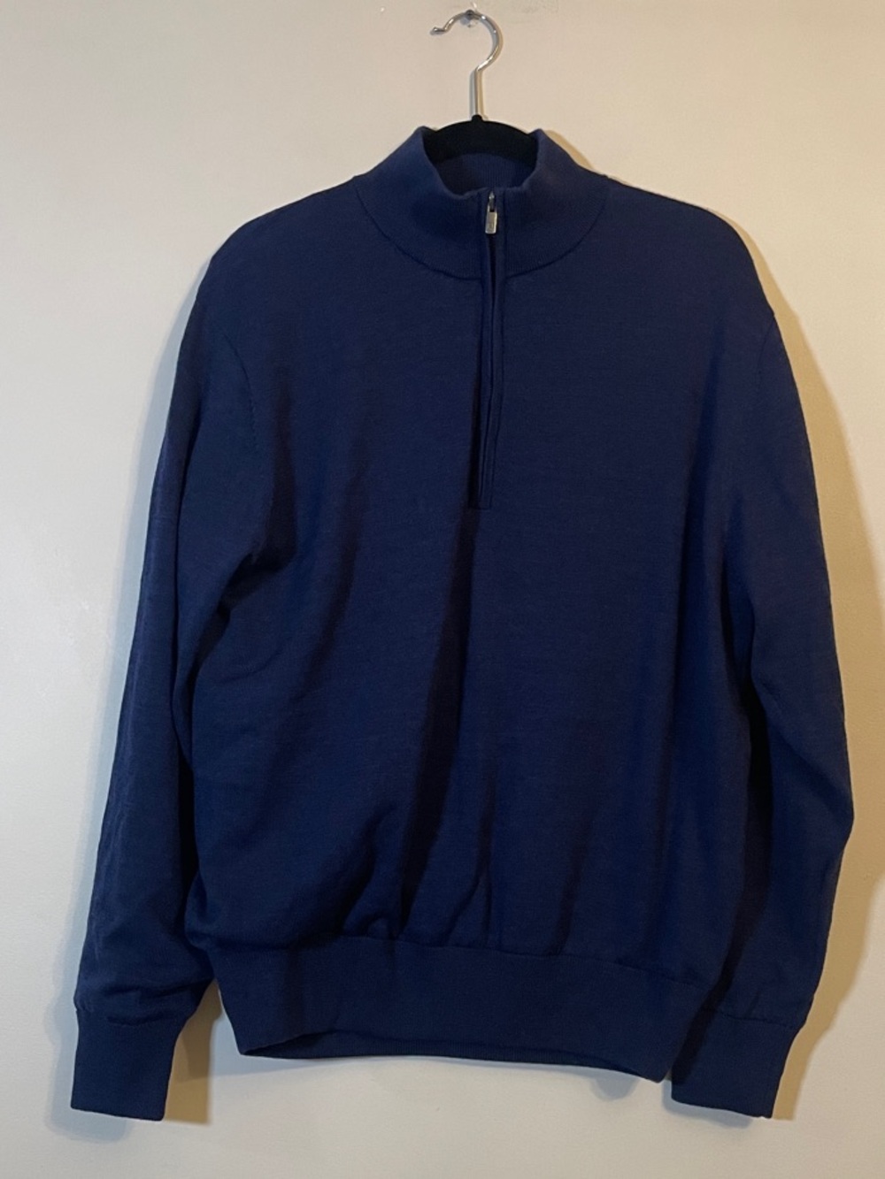 FootJoy Men’s Lined Merino Wool 1/2 Zip Golf Sweater Navy Size M Windproof Therm - Picture 1 of 7